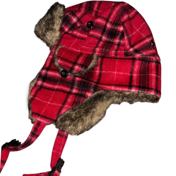 City Hunter Red Trapper Hat Aviator Style One Size - Picture 2 of 6